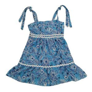 Stellah New York Blue & White Floral Print Sundress With Tie Straps, Size L. NWT